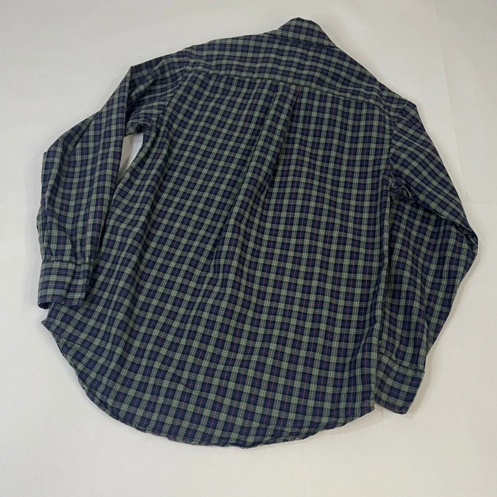 Ralph Lauren Plaid Button Down Shirt Long Sleeve Green Blue Casual Size‎ M 10/12